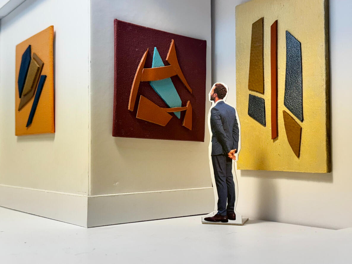 L-R: Rune III, Rune I, Rune V. Mixed Media on Cradled Panels. Each Approx 5&#39; x 5&#39;.